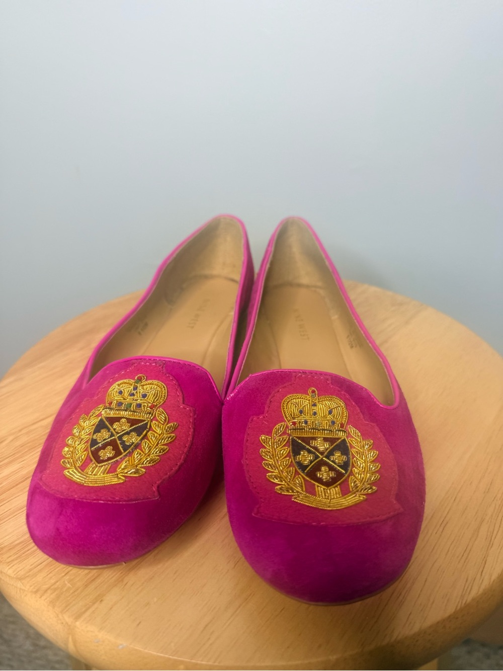 Nine West Fuchsia Suede Crest Loafers - Picture 2 of 5